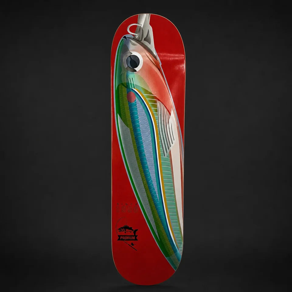 Custom promotional skateboard deck printed for a corporate brand collaboration